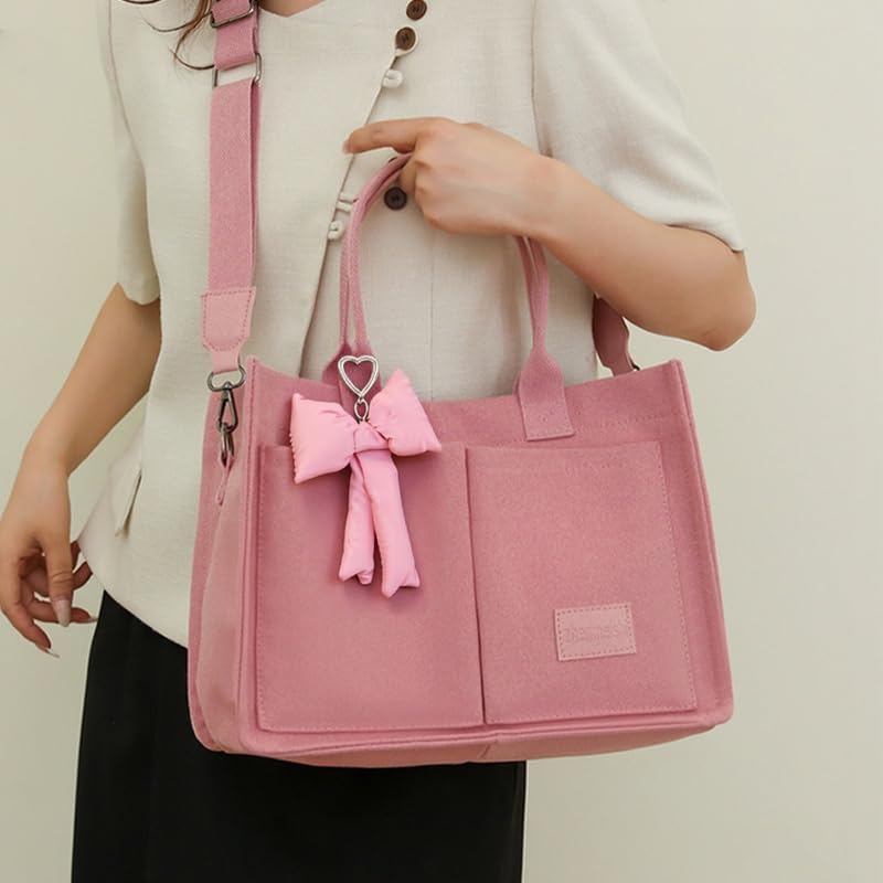 Image of Pink Bow Keychain Bag Charms Y2K Bowknot Plaid Keychains Coquette Aesthetic Purse Handbag Backpacks Charms (Pink)