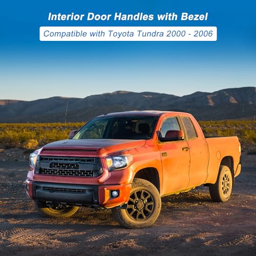 Interior Door Handles with Bezel Fit for Toyota Tundra 2000 2001 2002 2003 2004 2005 2006 Replacement for 692050C010E1 692060C010E1 81257 Left Driver Right Passenger Door Handle (Beige)