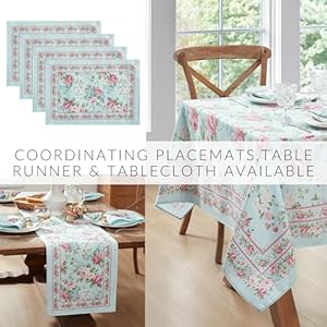 Elrene Home Fashions Spring Summer Vintage Floral Garden Cottage Cloth Dinner Napkins, Set of 4, 17"x17" Elrene Home Fashions Spring Summer Vintage Floral Garden Cottage Cloth Dinner Napkins Set of 4 17×17