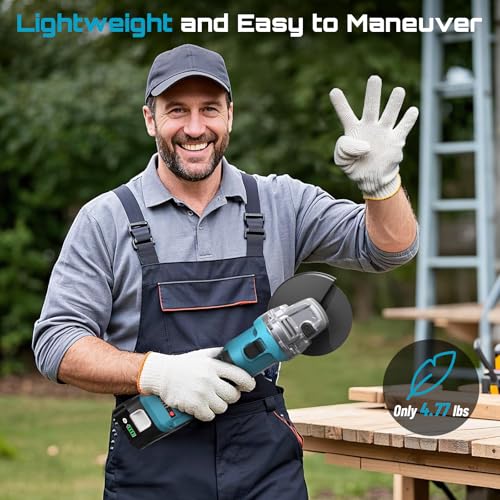 image for SEESII Cordless Angle Grinder 4-1/2 Inch, 21V Brushless Battery Grinde