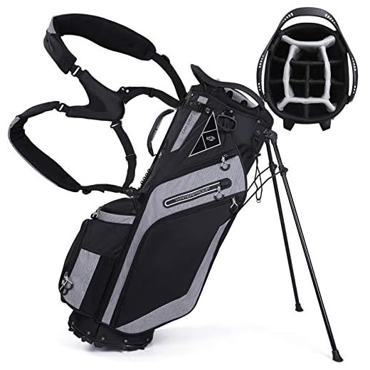 Yovital Golf Stand Bag 14 Way Top Dividers Ergonomic with Stand 8 Pockets, Dual Strap, Rain Hood (Black)