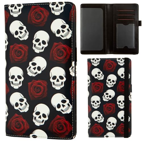 Image of checkbook cover,Checkbook Cover for Duplicate Checks,RFID Checkbook Register Cute Wallet women Men Credit Card Holder (Skull)