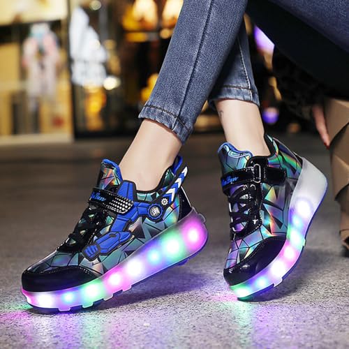 Roller Skate Shoes, Automatic Retrectable Technical Skateboarding Skates for Kids Sneakers for Girls Boys Birthday Gift - 2 Roller 27-43 Size2