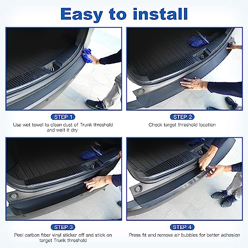 Image of Rear Bumper Guard Protector for Car, Universal Carbon Fiber Scratch-Resistant Non-Slip Trunk Door Entry Sill Protector for (47.24 * 3.14)
