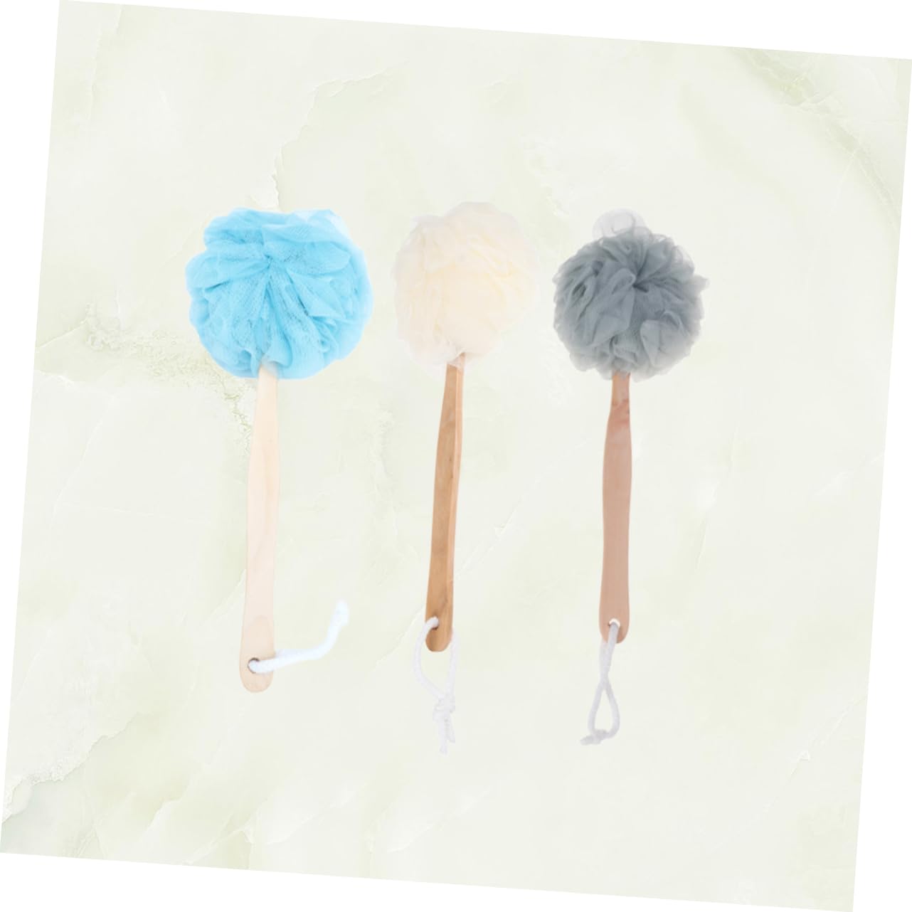 PACKOVE 3 Piezas Toalla de baño de bola de baño ducha cepillo de esponja de lufa espuma cuerpo fregar accesorios para el baño bath mango largo bolas de baño Bambú