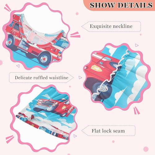 KLL Fire Truck Ambulance Minivan Police Car Blue Girls' Party Dresses Cute Beach Sundress Comfy Outfits Round Neck3