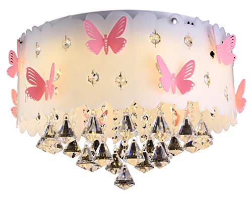 Preisvergleich Produktbild LVYI Schlafzimmerlampe Mädchen Blau Lampe Kinderlampe Schmetterling Modern Deckenlampe Rund Leuchten Jugendzimmer Jungen LED Deckenleuchte Schlafzimmer Dimmbar,50Cm