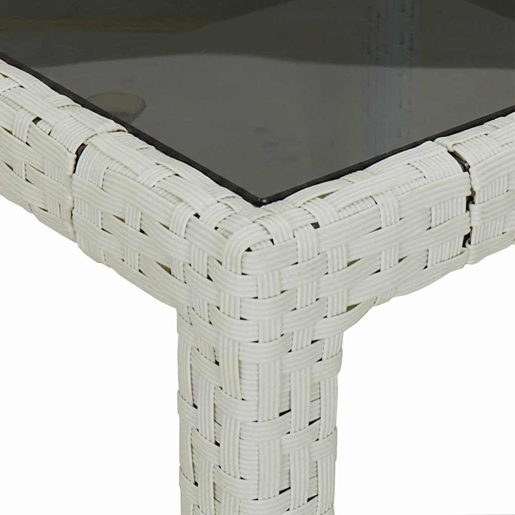 Tavolo da giardino bianco, 90 x 90 x 75 cm, in polyrattan, resistente alle intemperie, moderno tavolo da pranzo per esterni, stabile, elegante tavolo da salotto, pieghevole, ovale, per