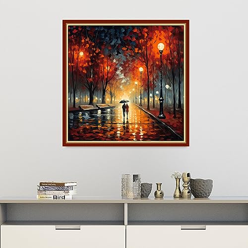 Image of Findvoor Stamped Cross Stitch Kits for Beginners Full Range of Cross Stitching Embroidery Pattern for Adults, 11CT DIY Needlepoint Embroidery Starter Kits-Moonlight Stroll 17.7x17.7 inch