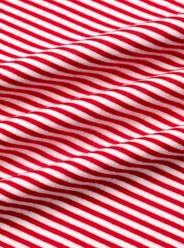 Image of Remidoo Women's Pajamas Set Striped Tee Shirts and Shorts Side Slit Crewneck Loungewear Red XX-Large