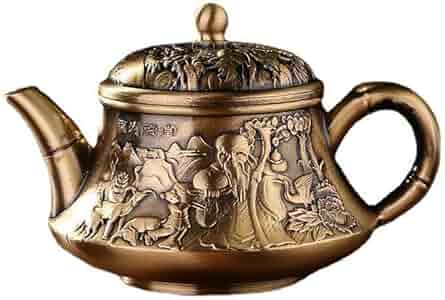 時代物 銅銀作 茶道具 茶器 茶壺 水滴 水孟 文房四宝 骨董品146g tb204 蔵六写 饕餮文四方耳鉄瓶 翡翠摘み 座：銀 蓋に金象嵌入り