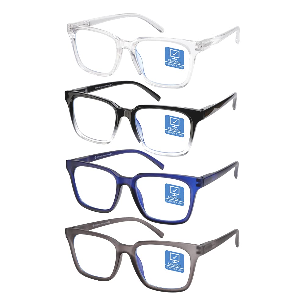K KENZHOUBlue Light Blocking Computer Glasses Decrease Eye Eyestrain Unisex(Women/Men) Glasses Nerd Reading Gaming Glasses