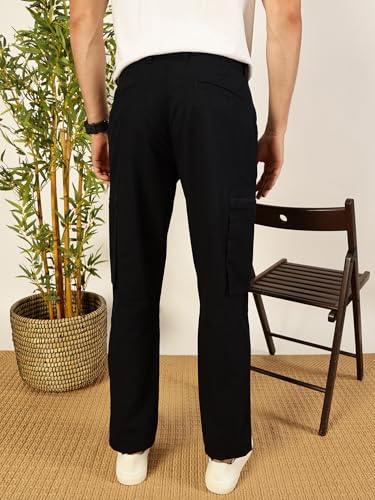 Image of Thomas Scott Men's | Solid | Light Weight | Breathable Fabric | 2 Zipper Pockets | Mid Rise | Regular Fit | Cotton Blend | Button Waist | Chino Trouser | Pants