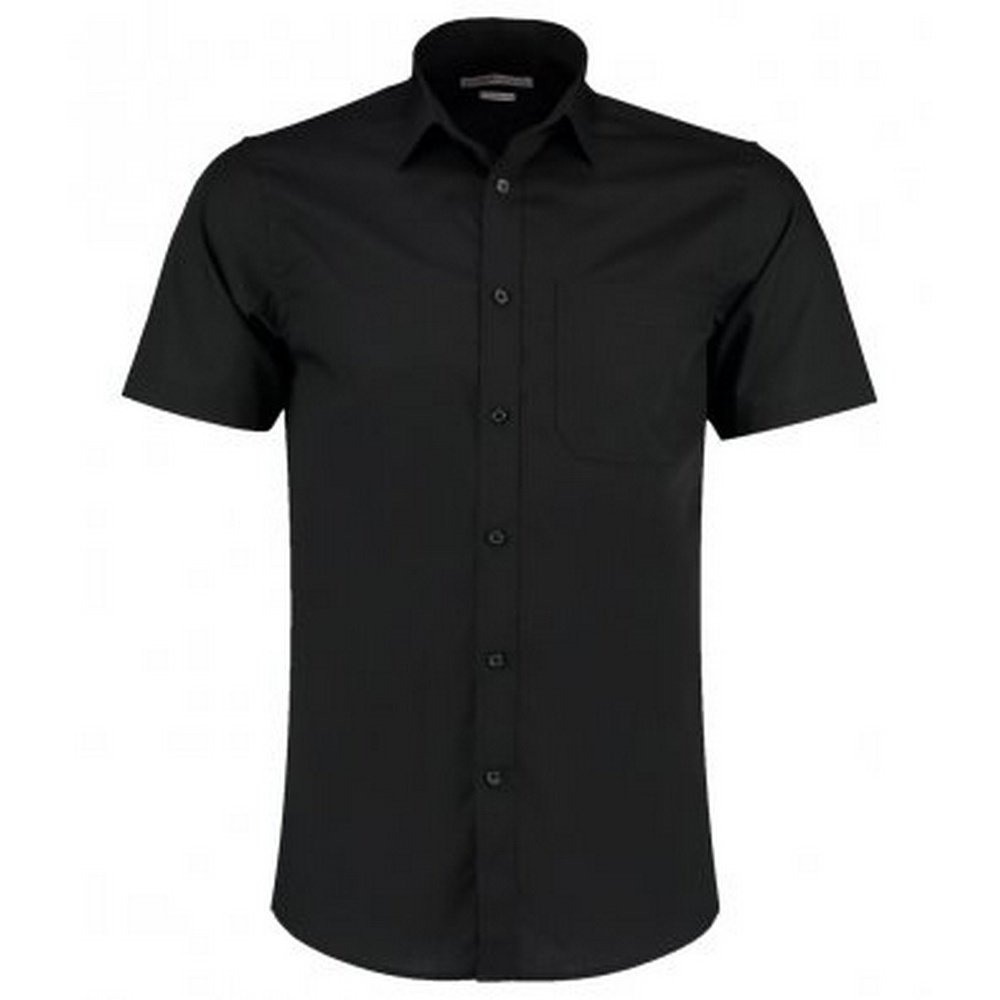 Kustom Kit Mens Short Sleeve Tailored Poplin Shirt (16.5) (Black)