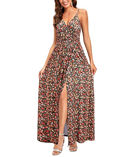 Image of Newshows Women's 2026 Lightweight Summer Wedding Guest Beach Vacation Casual V Neck Split Flowy Maxi Dress