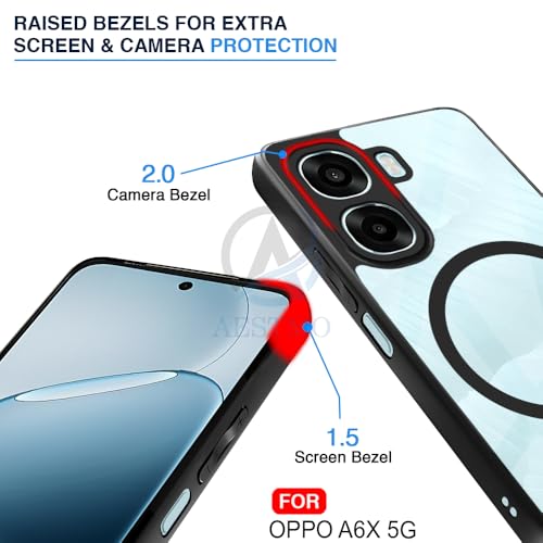 Image of AESTMO Oppo A6S 5G / Oppo K14X 5G / Oppo A6X 5G Back Cover | 360 Protection | Crystal Clear Hard Back Transparent | Compatible with MagSafe Accessories (PC+TPU, Black Bumper)