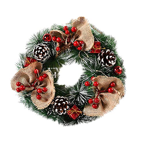 Couronne de Noël et décoration murale en rotin pour créer une ambiance chaleureuse au salon