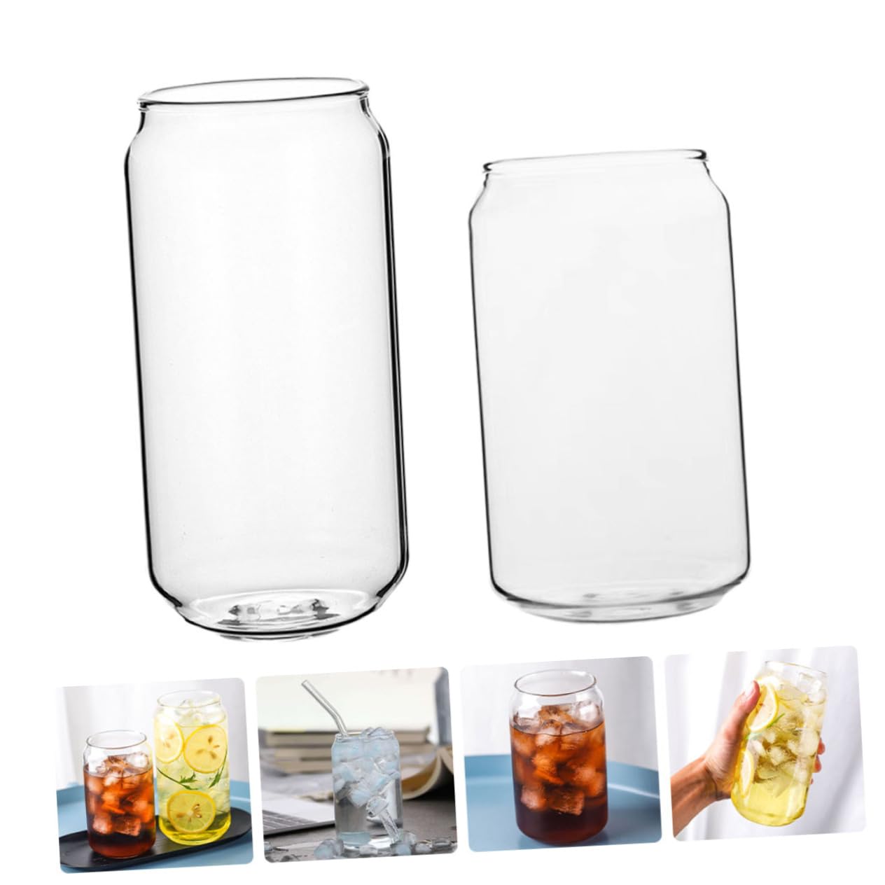 Unomor 2 Pack of Bulk Reusable Hot Cups Heat Resistant Glass Cups for Juice Milk