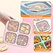 RGNEIN Bento Snack Boxes (4 Pack)- Reusable 4-Compartment Meal Prep Containers for Kids and Adults, Perfect Food Storage School, Compact Stackable (Wheat(Green/Blue/PK/Beige))