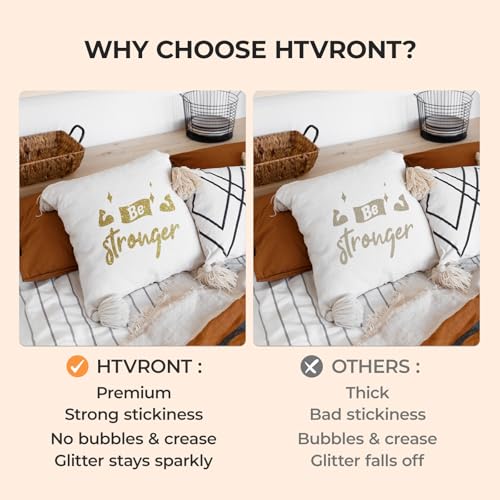 Image of HTVRONT Champagne Gold Glitter HTV Heat Transfer Vinyl - 12 inch x 10ft Champagne Gold Glitter Iron on Vinyl for Shirts, Glitter HTV Vinyl Rolls for Heat Transfer Design