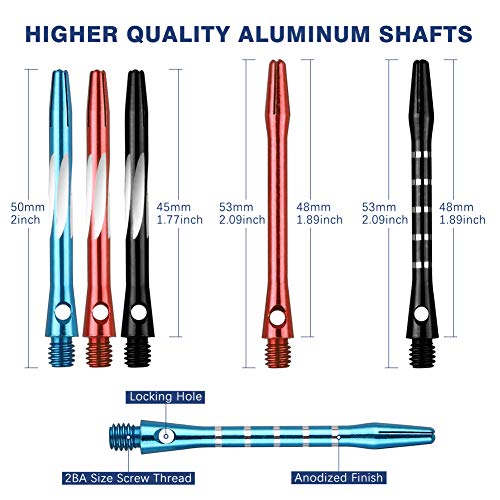 Tezoro Dart Accessories Kit Including Aluminum Dart shafts,Dart Flights, Flight Savers, Sharpener, O-Rings -Bulk Pack of 104 Pieces