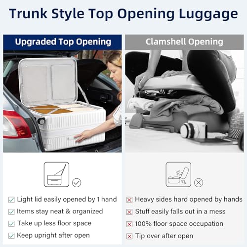 Hard Shell Expandable Luggage Sets 2 Piece with Spinner Wheels Cup Holder, Top Opening Lightweight Luggage Rolling Suitcase with Lock, Carry On And Checked Luggage Set 2 Piece (White, 20/28)2