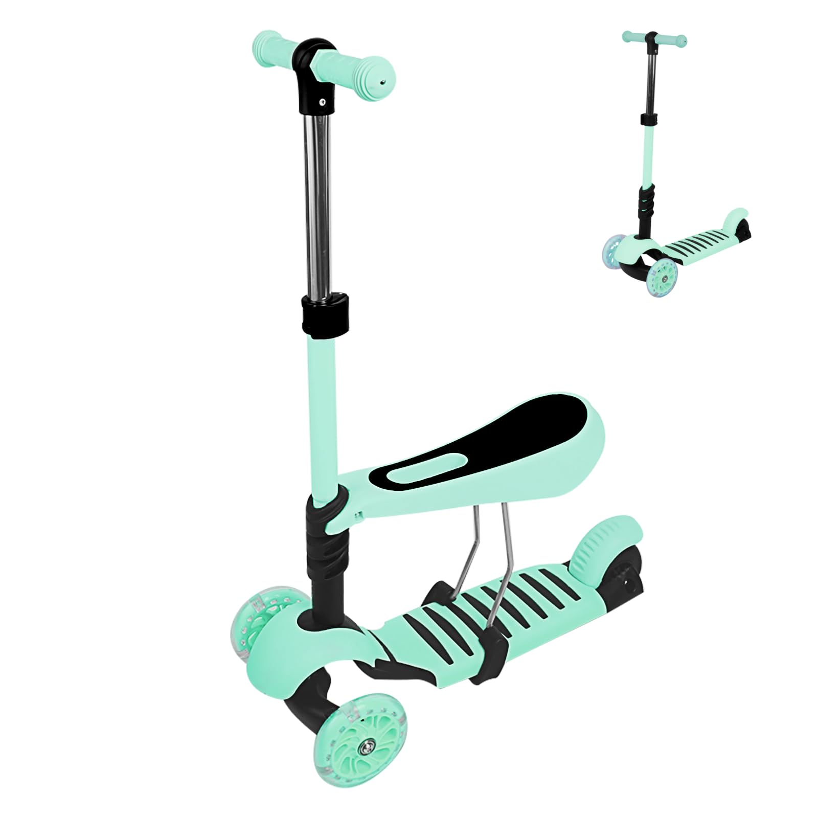 Trotinette Enfant 2-8 Ans 3 en 1 avec siège Amovible Trotteur évolutive Roues Lumineuses sans Pile Pliable