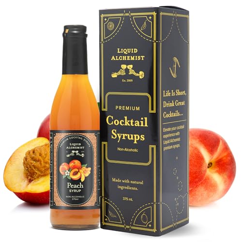 Image of Liquid Alchemist Peach Syrup for Drinks - Real Ingredients Make our Peach Puree for Cocktails a Perfect Bellini Mix - Our Flavored Syrup is Non-GMO & Vegan (12.7 oz)
