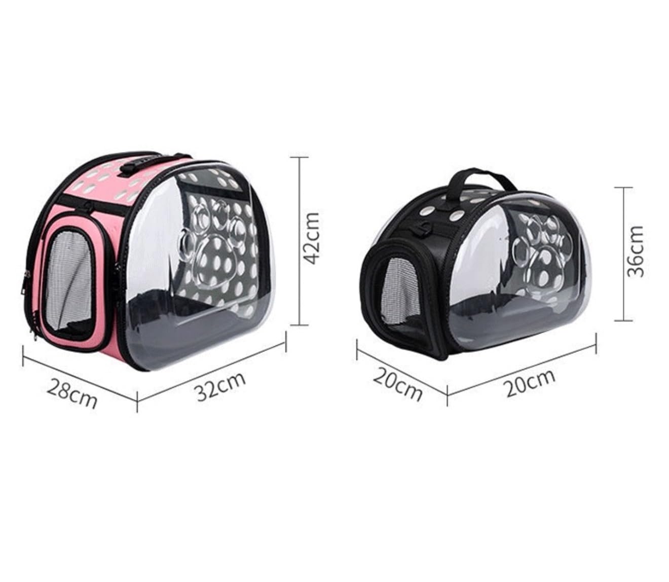 Rucksack Tragbare, Faltbare Haustier-Hunde- Und Katzen-Umhängetasche, Transparente Transportbox Für Katzen Hunde Haustier(Pink,42 * 32 * 28cm)