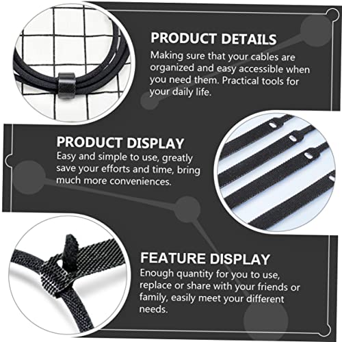 SHINEOFI 40 piezas sujetacables para escritorio reutilizables, correas para organizar cables, gestión de cables negras miniatura 4