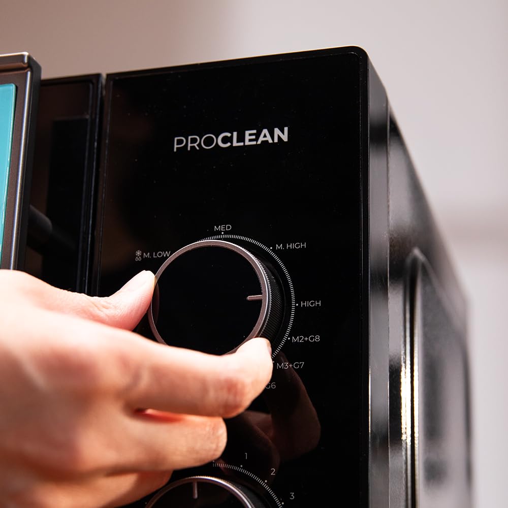 Cecotec Micro-ondes Mécanique avec Grill de 23L Proclean 4120. 800W et 1000W de Grill, Cuisson Uniforme, 8 Niveaux de Puissance, Fonction Décongélation, Minuterie 35mins, Plateau Tournant 285mm