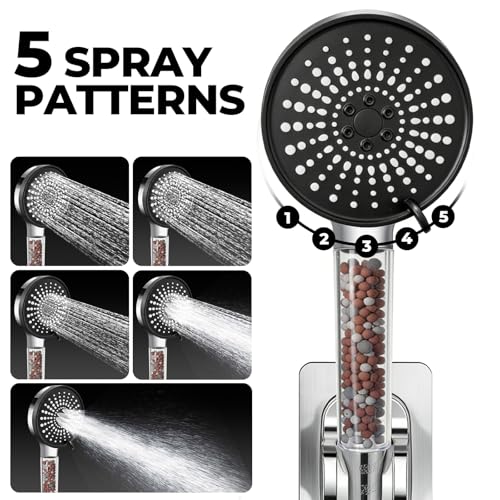 Image of Filtered Shower Head,8 Inch Rain Shower Head with Handheld Spray Combo, Adjustable High Pressure Rainfall Shower Head, Dual Showerhead Set with Extension Arm and 60 Inch Long Shower Hose
