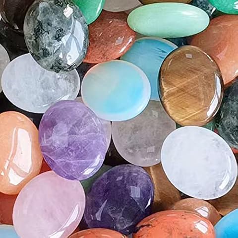 LAIDANLA 10PCS Healing Crystals Palm Stone Set Oval Crystal Amethyst Rose Quartz Obsidian Clear Quartz Polished Natural Stones Pocket Gemstone Home Decoration for Meditation and Anxiety Stress Relief Cover