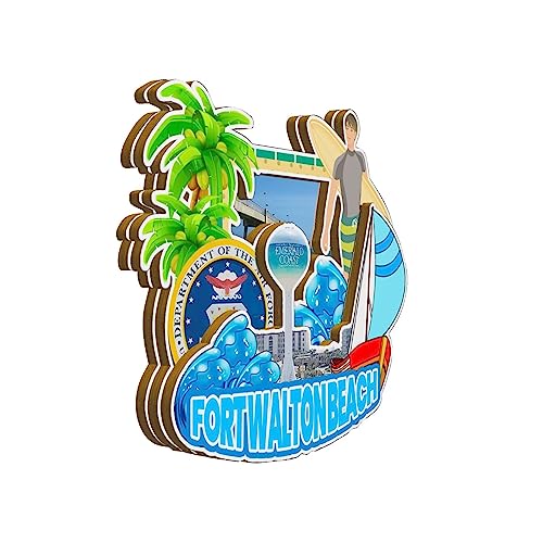 Imán de nevera de madera con monumentos 3D de Fort Walton Beach miniatura 2