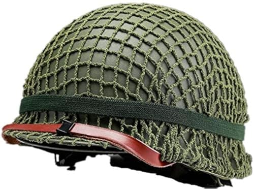 Casco de Acero M1 Americano de la Segunda Guerra Mundial con Escudo de Malla