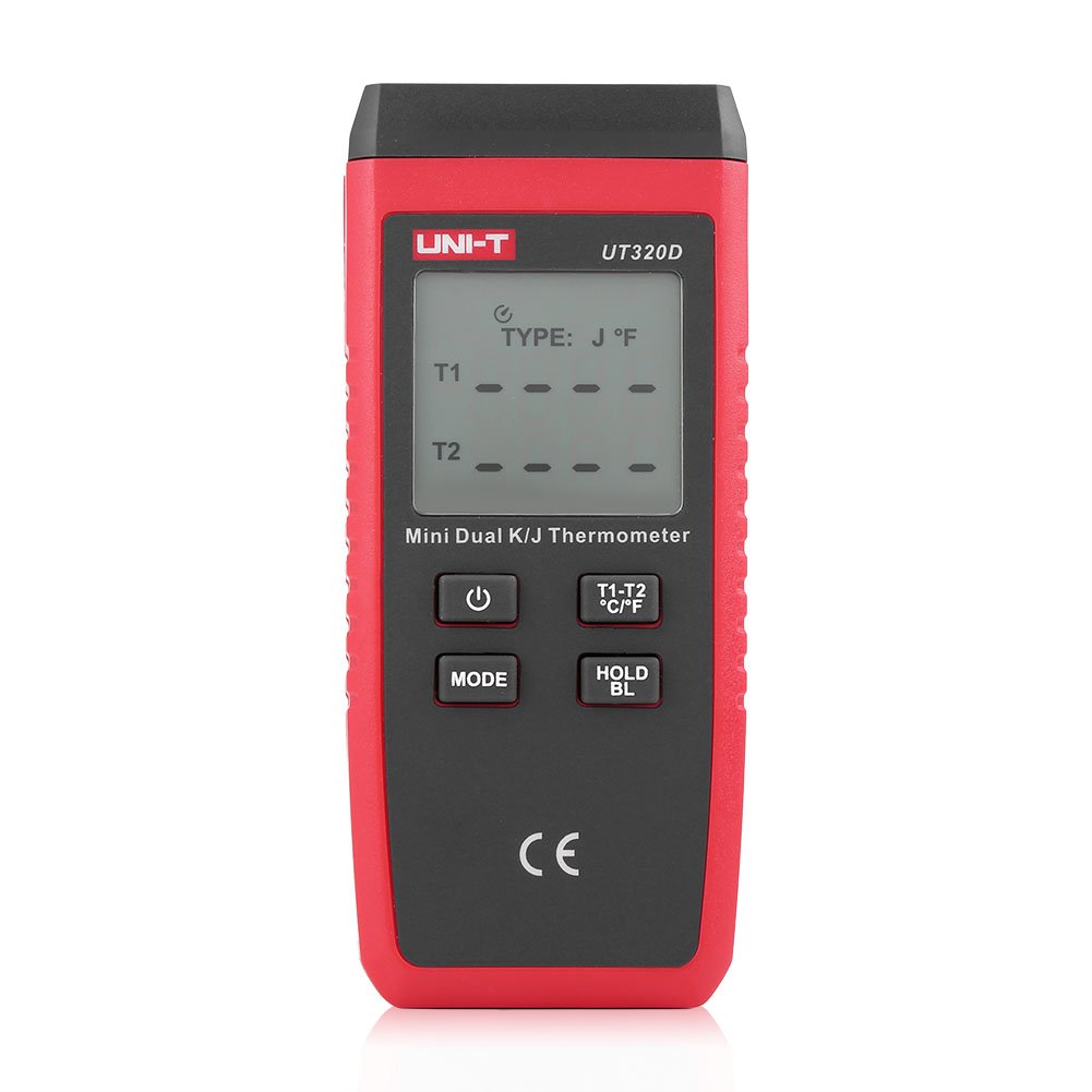 Fdit Termometro Digitale K/J termocoppia, UT320A UT320D -50 ℃ -1300 ℃ Termometro con Display LCD C/F Retroilluminazione(UT320D)