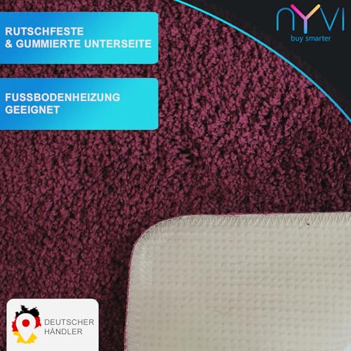 NYVI Badematten Set 2 teilig NYVISpa Lasalle 45x50 + 50x80 cm Lila Badematte & WC-Vorleger - Badezimmerteppich Set - rutschfest, Saugfähig, Schnell Trocknend, Fußbodenheizung geeignet, Oeko-TEX – Bild 4