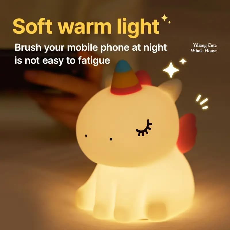 Image of LED Night Lights Touch Sensor, USB Rechargeable, 7-Color Changing Lamp for Kids' Room & Baby Gift | Night Light | (Unicorn-LAMP)