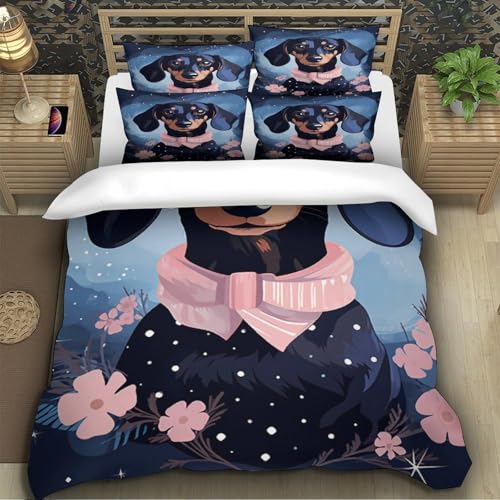 Housse de couette teckel 200x200 cm en microfibre pour lit double ado - 5