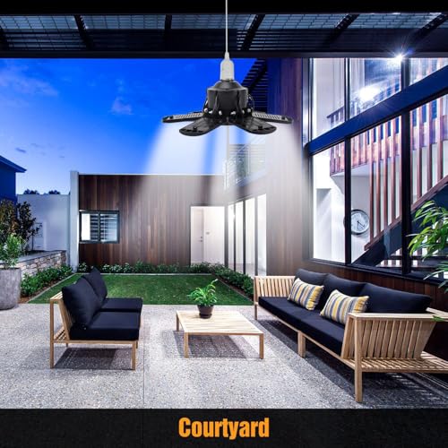 HZBDBLT LED Garage Lights Bulb 200W 15000LM 6500K Led Shop Light with 6 Plus 1 Deformable Panels Basement Barn Ceiling Lights for E26/E27 (1) — view 4
