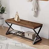 LVB Banco de entrada rústico con almacenamiento de zapatos, banco zapatero para vestíbulo