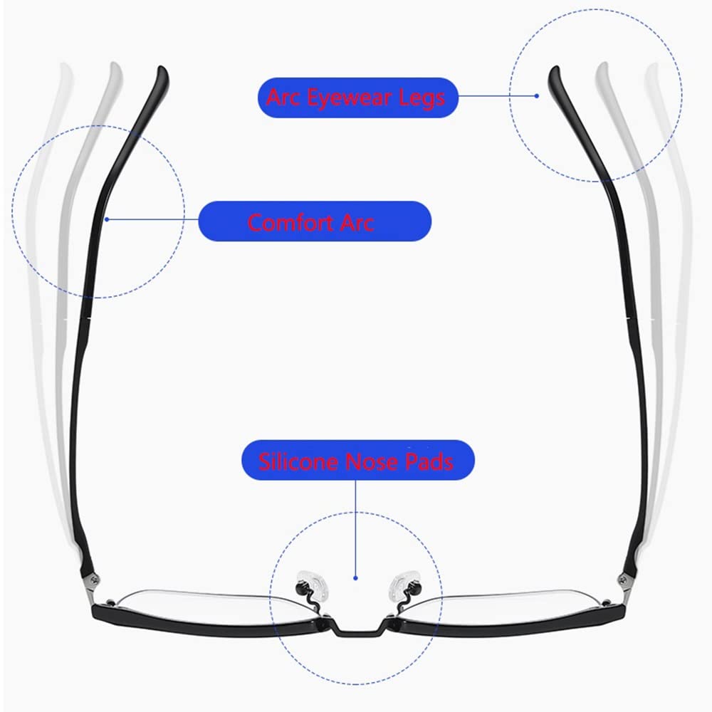 Bifokal Lesebrille Halbrandbrille Lesehilfe Brille Damen Herren Gleitsichtbrille Blaulichtfilter Sehstärke Brille Blendfrei Entspiegelt 1.00 1.50 2.00 2.50 3.00