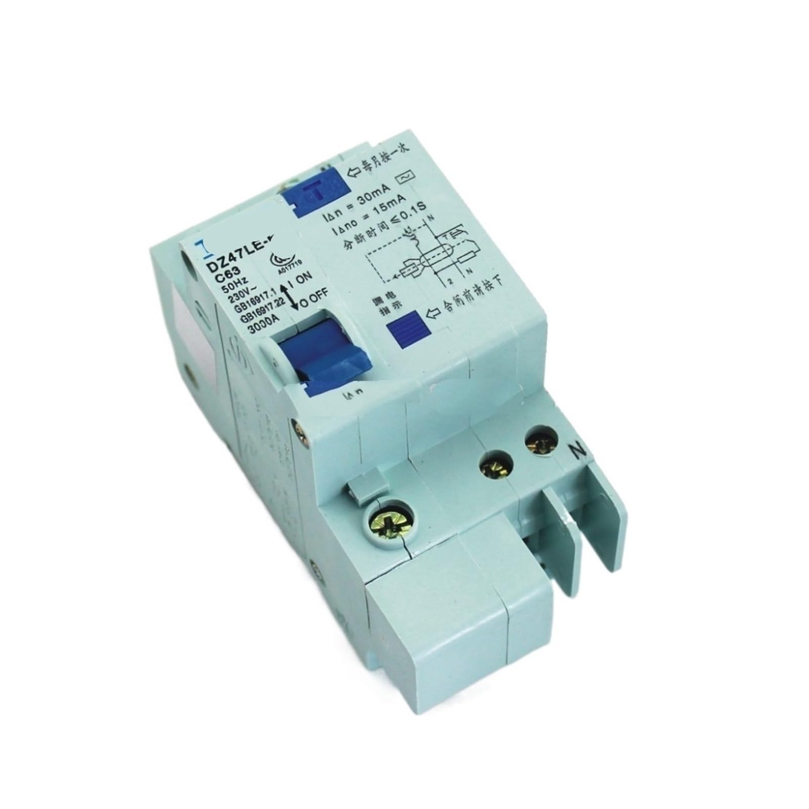 Automatyczny wyłącznik różnicowy DZ47LE 1P+N 63A typ C 230V ~ 50HZ/60 Hz z zabezpieczeniem nadprądowym i wyciekiem