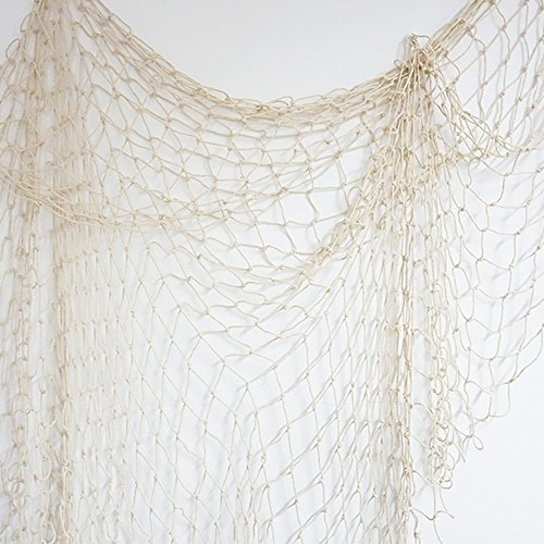 Bilipala Fishing Net, Fishing Net Decor, Wall Decor, Nautical Style, 75 Inch, Creamy White