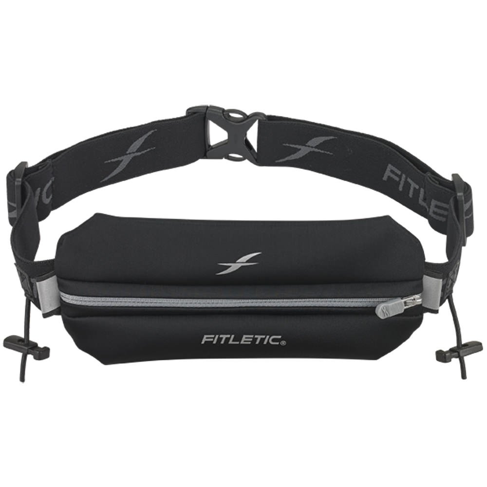 Fitletic Single Pouch with Race Number Holder, Black/Gray, One Size Fits All