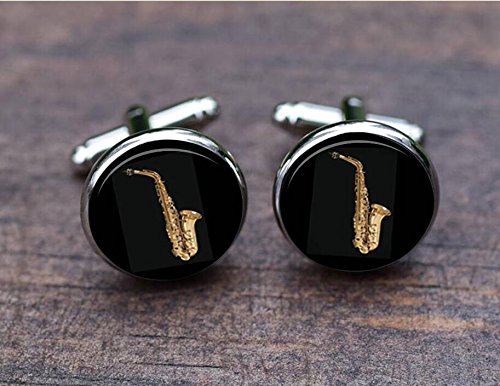 Saxaphone Musical Instrument, Saxophone Music cufflinks, Mens Wedding Jewelry for Groom Groomsmen Christmas Gifts