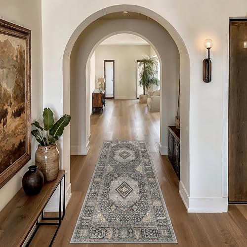 GENIMO 2x10 Non Slip Hallway Runner Rug, Machine Washable, Thin & Low Pile Lightweight for Kitchen, Laundry, Entryway, Bedroom & Living Room