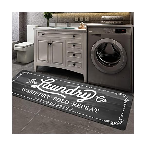 Pauwer Farmhouse Laundry Room Rug Runner 20″X59″ Non Slip Laundry Rugs and Mats for Laundry Room Decor Washable Runner Rugs for Kitchen Floor Laundry Room Bathroom Hallway Entryway Area Rugs