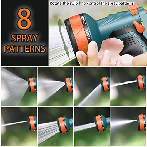 Hmil-U Upgrade Garden Hose Nozzle  Sprayer With Water Volume Control Valve, High Pressure Water Gun, 8 Adjustable Watering Patterns Suitable For Watering Plants Washing Cars And Showering Pets #TOP1