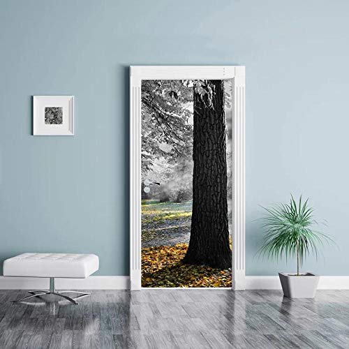 YQLKD Stickers Porte Arbre Auto-Adhésif 3D Autocollant Rétro Autocollant Décoration De Porte De Maison Papier Peint PVC